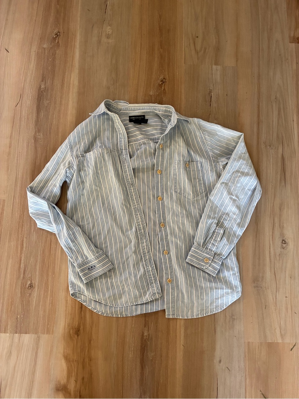 Lauren Ralph Lauren Light Blue & White Striped Cotton Button-Down
